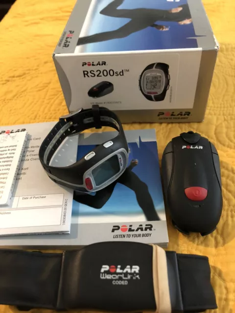 Polar RS-200SD Heart Rate Monitor with S1 Foot Pod Black,”Rarely Used”