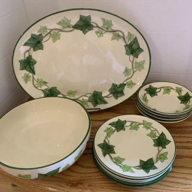 VTG Franciscan Ivy 1949-1953 Half Moon Stamp 6pc Lot Platter Bowl Berry Bread VTG Franciscan Ivy 1949-1953 Half Moon Stamp 6pc Lot Platter Bowl Berry Bread