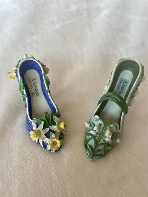 Willow Hall Collectibles - 2 Beautiful Collectible Flower Shoes