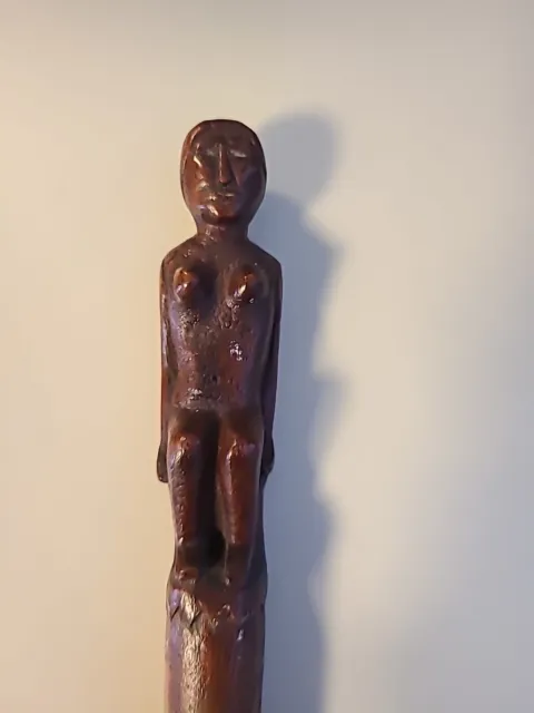 21” Vintage African Tribal Nude Woman Carved Wooden Staff/Stick