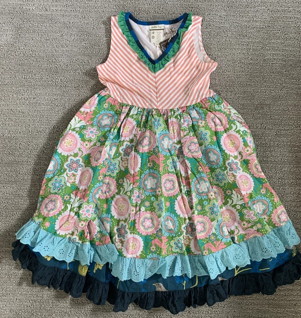 NWT Girls Matilda Jane Striped Tank Dress Birds Floral Layers 10