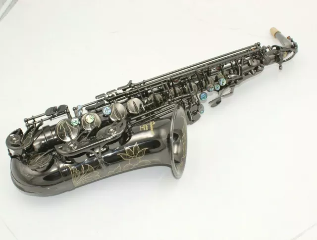 Eastern Music Professional shiny black nickel plated Alto Saxophone w/engravings