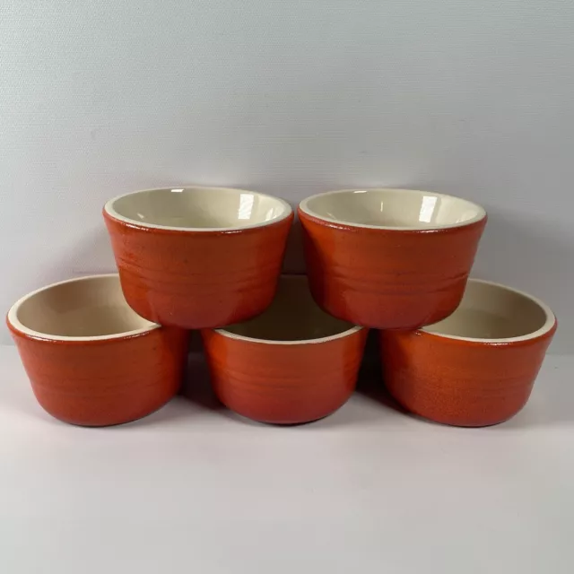 Le Creuset 5 Orange Volcanic Stoneware Ceramic Ramekin Dishes | France 10