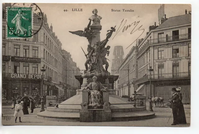 LILLE - North - CPA 59 - The Grand Depot Porcelain Shop & Testelin Statue