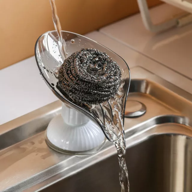 Leaf-shape Soap Box Draining Holder Suction Storage Plate Bathroom Rack Dish