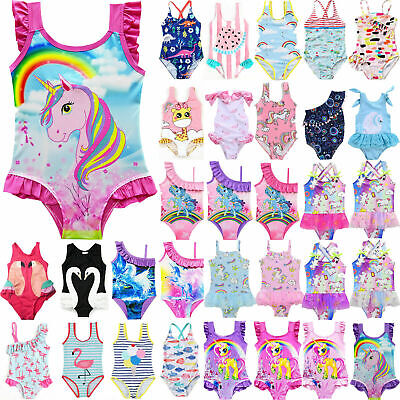Kids Girl Unicorn Mermaid Swimming Costume Swimwear Swimsuit Bathing Suit Beach