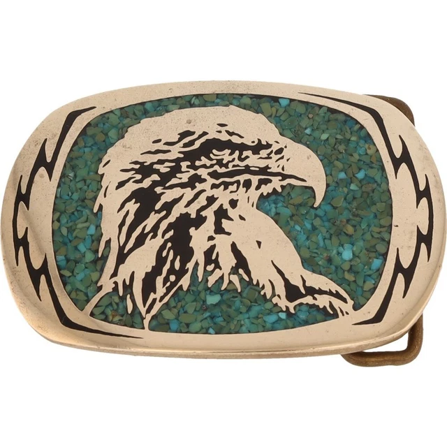 Ottone Turchese Aquila Hawk Falcon Hippie Veterano Biker 80s Vintage Belt Fibbia