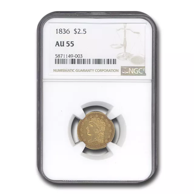 1836 $2.50 Classic Head Gold Quarter Eagle AU-55 NGC