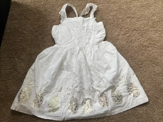 NWT Gymboree Girls Summer Pineapple White Gold Dress Size 10