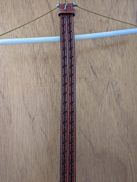 Genuine Leather Embossed Hand Tooled Western Cowboy Belt size 44 Barbed wire