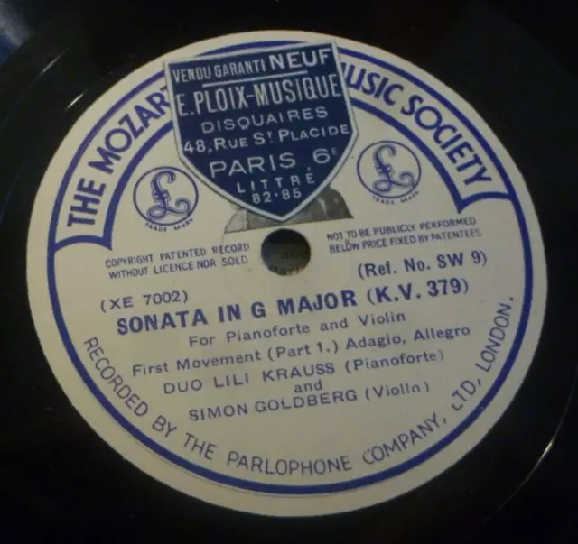 LILI KRAUS - SIMON GOLDBERG / MOZART sonatas K 371 - 481 -378- 380 / PARLOPHONE LILI KRAUS - SIMON GOLDBERG / MOZART sonatas K 371 - 481 -378- 380 / PARLOPHONE