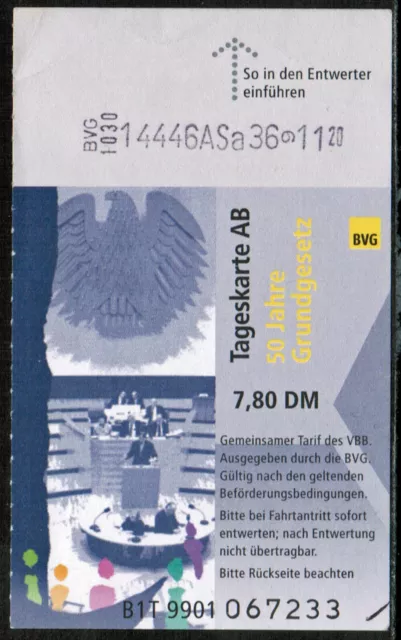 Berlin BVG Tageskarte Grundgesetz 1999