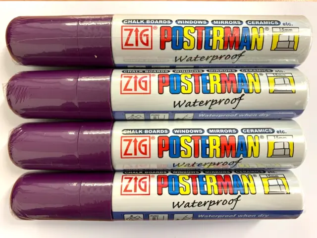 Zig Posterman Waterproof Marker - 15mm Broad Tip - Violet