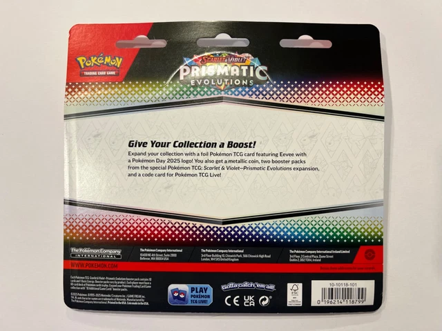 thumbnail image 2 of 3x Pokemon TCG SV8.5 Prismatic Evolutions 2-Pack Blisters - Pokemon Day Lot 2 of 4