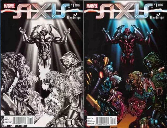 Avengers X-Men Axis #1 Vf+/Nm Hastings B & W Sketch & Color Variant Marvel