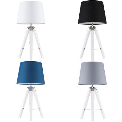 MiniSun Table Lamp - Modern White Tripod Base Light Tapered Shades LED Bulb A+