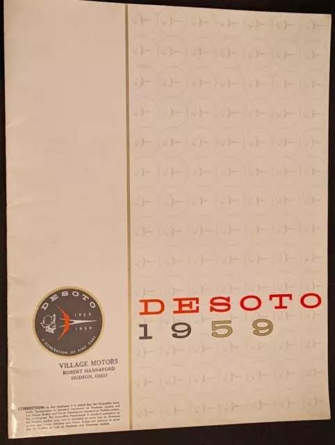 1959 DESOTO Full Line original PRESTIGE Sales Brochure 11x14 Mopar #DS 12605-59