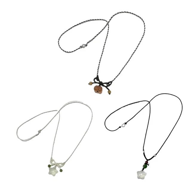 Simple Bowknot Star Pendant Necklace Elegant Woven Rope Choker Collar Necklace