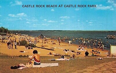 Castle Rock Beach Wisconsin~Sunbathers And Swimmers In Castle Rock Park Postcard