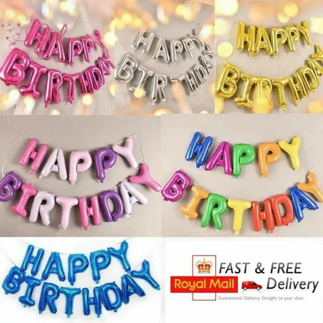 Large Happy Birthday Self Inflating Balloon Banner Bunting Party Decoration Uk