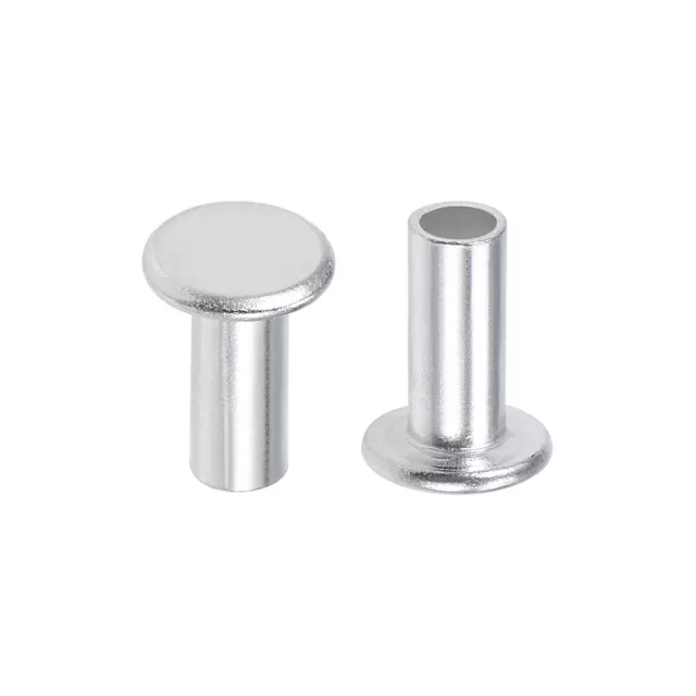 50Pcs M6x14mm Aluminium Tête plate Semi-tubulaire Rivets Argenté