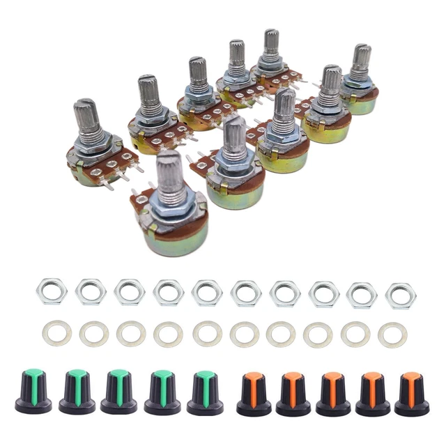 10 Piece Set 1K,10K,100K,1Mohm Linear Taper Rotary Potentiometer Accessories