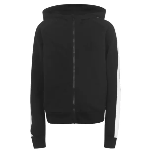 Felpa con cappuccio USA Pro cerniera intera junior bambina bianco/nero taglia UK 7-8 anni *REF107