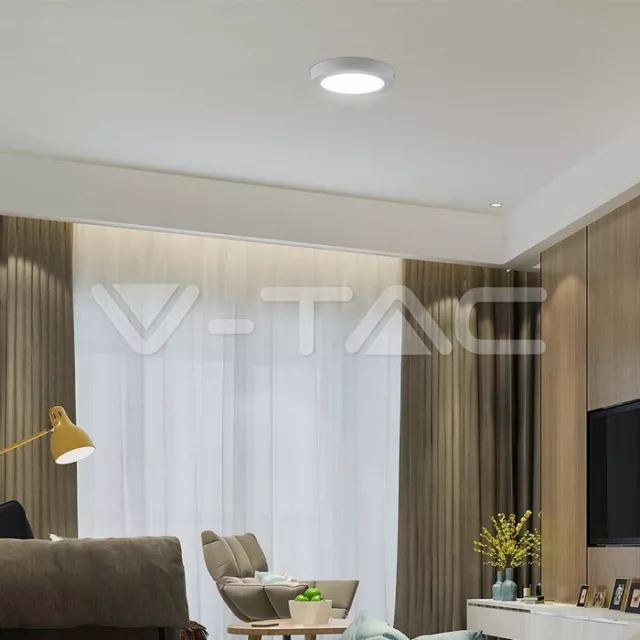 Plafoniera led tonda montaggio esterno soffitto4000K cornice bianca 24W ALTA LUM