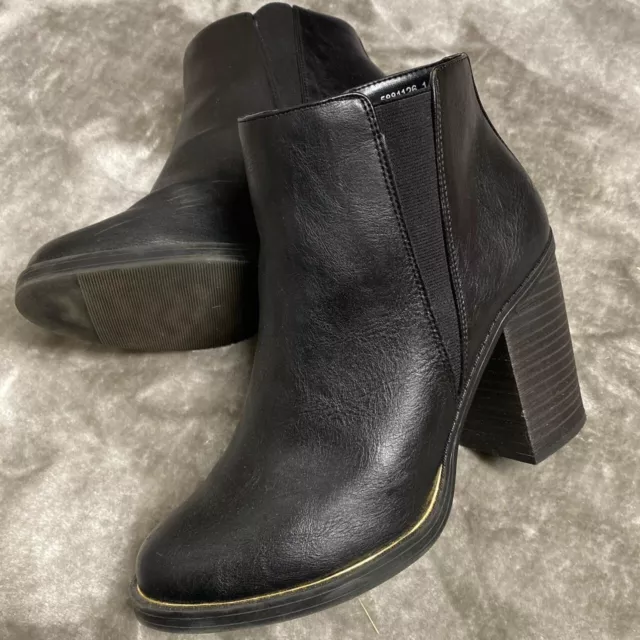 NEW LOOK BLACK faux leather ankle heeled boots size 7 £10.00 - PicClick UK