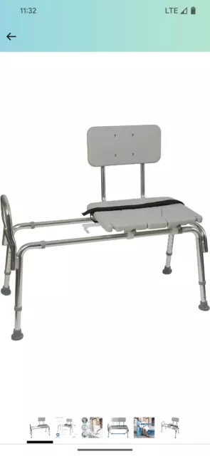 HealthSmart 522-1734-1900 400 Lbs Aluminum Sliding Transfer Bench - Gray