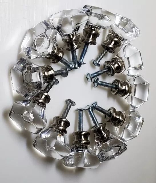 12 Pc Acrylic Clear Drawer Cabinet Cupboard Dresser Door Window Handle Pull Knob