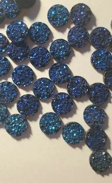 CraftBuddyUS 50 x12mm Stunning AB BLUE Round Resin MoonRock Crystal