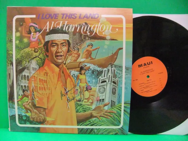 Al Harrington I Love This Land 70s LP SIGNED Maui Records HR 1001 Autographed