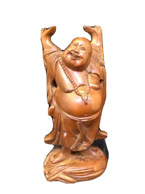 Vintage Boxwood Happy Buddha Statue