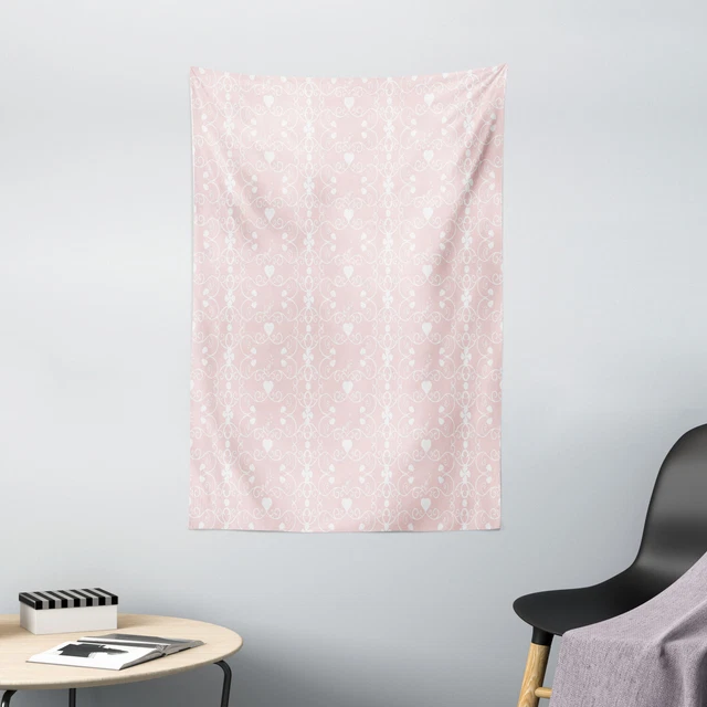 Pink and White Tapestry Victorian Girly Print Wall Hanging Decor