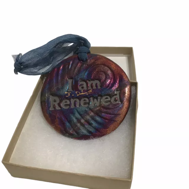 Hummingbird Raku Art Pottery Medallion Signed Jeremy Diller NIB "I Am Renewed" 2