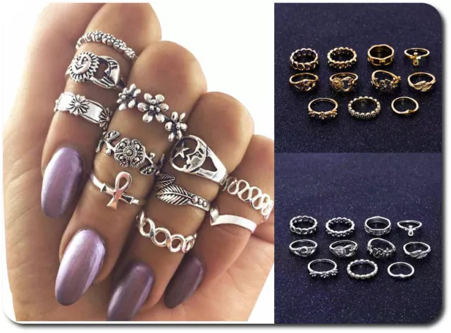 Set 11 Anelli Boho Delle Dita Anello Falange Anello Metallo Color Argento Anello