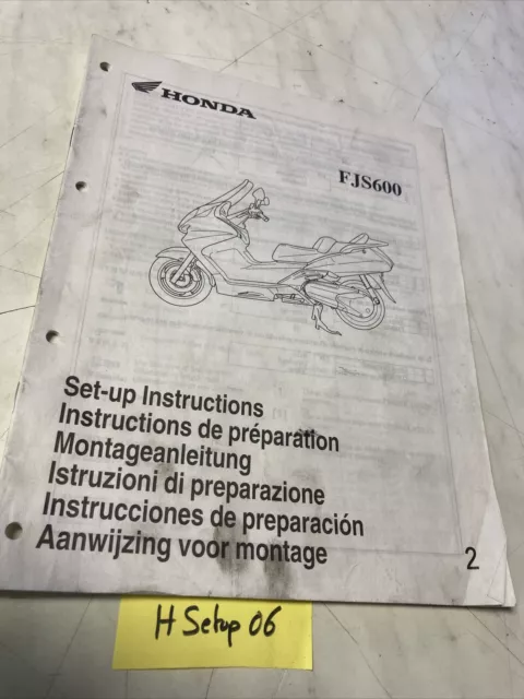 Honda Scooter FJS600 600 Fjs Instruction Setup Preparation Manual Edition 2002