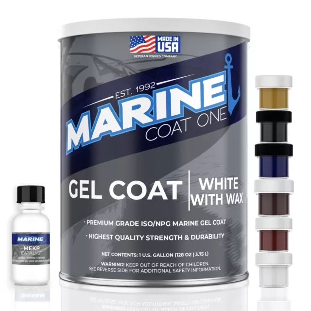 Marine Coat One, Fiberglass White Gelcoat Repair Kit for Boat, (1 Gallon)