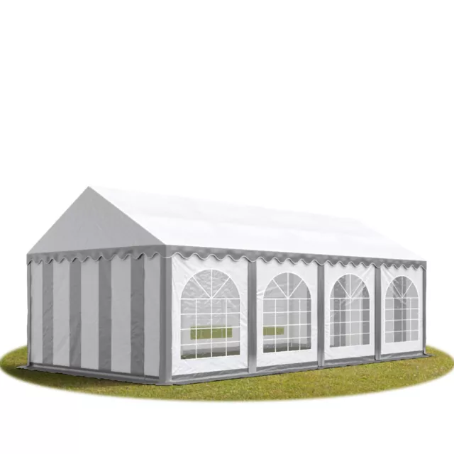 4x8m PVC Partyzelt Bierzelt Zelt Gartenzelt Festzelt Pavillon grau-weiß NEU