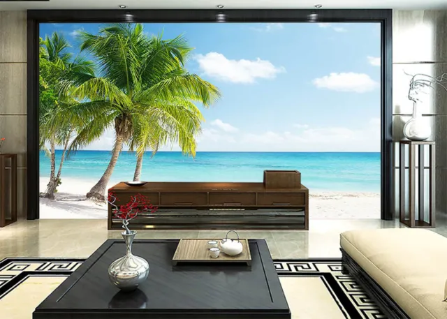 Sea Coconut View 3D Full Wall Mural Photo Wallpaper Printing Home Kids Decor