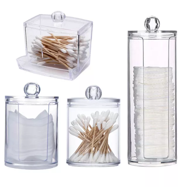 Clear Acrylic Cotton Pad Ear Bud Swab Dispenser Holder Storage Jar Organisr Box