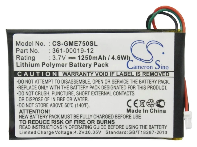 👍 Battery for Garmin Edge 605  Edge 705 Replace 361-00019-12  1250mAh / 4.63Wh
