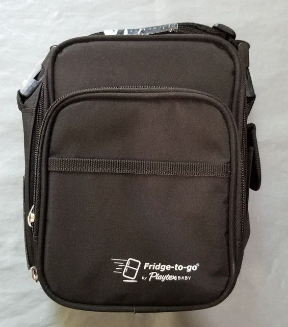 Playtex Baby Fridge-To-Go Insulated Bottle & Food Tote Black Bag Adjustab Strap