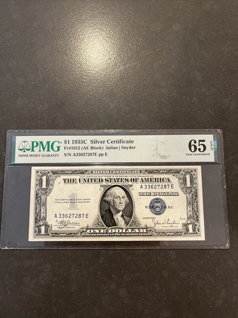 1935C Fr.1612 SILVER CERTIFICATE $1 PMG  65 EPQ