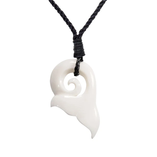Collier Pendentif Koru Maori Os Sculpté à La Main 81stgeneration - Bijou Homme Et Femme