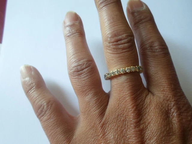 Bague En Argent Massif Avec Zirconium - Tour Complet - Taille 59