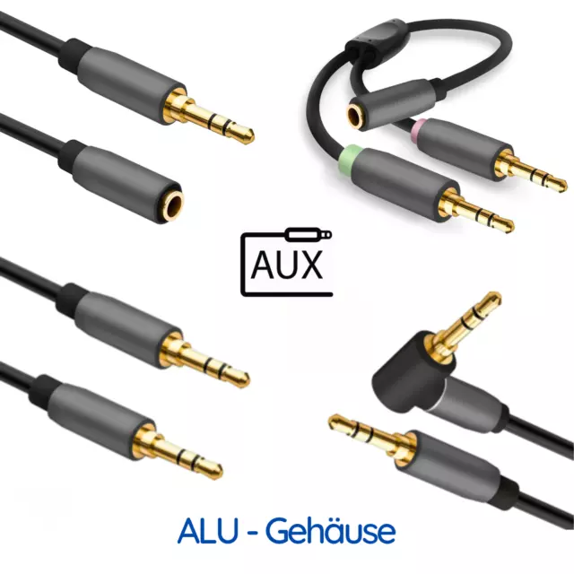 AUX Audio Kabel 3,5mm Klinke Stecker Buchse Splitter Auto iPhone PC Stereo Handy