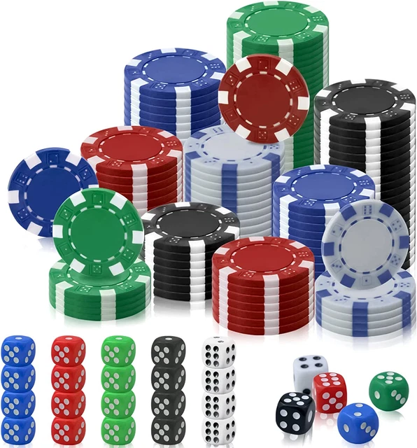 Vmiapxo 105 Pcs Poker Chip Set, 5 Color Professional Casino Poker Chips 6 Sided