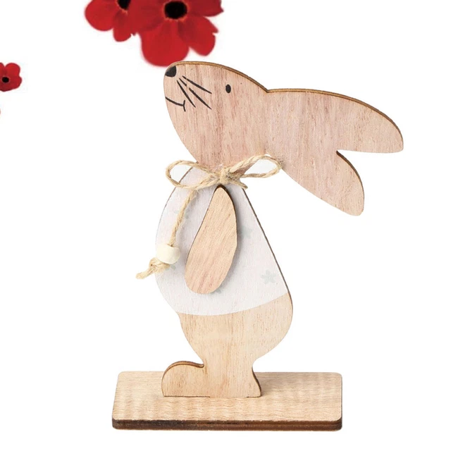 2 stücke Holz Bunny Desktop Decor Set Kreative Nette Schöne Bunny Modell Handwer